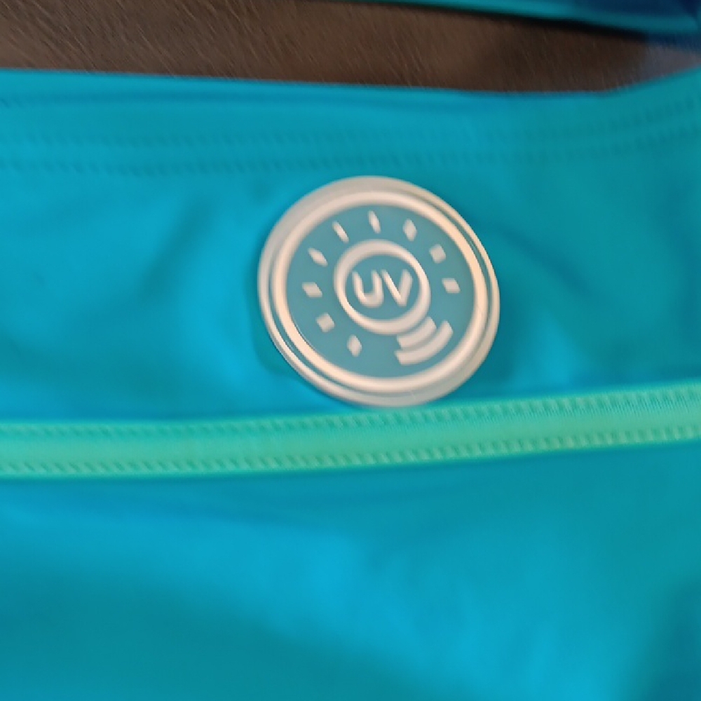 NWT. CHARMO Vibrant Aqua  Sporty High-waist Bikini Set with Lime Details - Picture 4 of 8